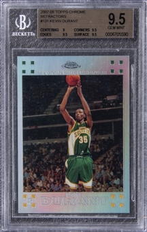 2007-08 Topps Chrome Refractors #131 Kevin Durant Rookie Card (#0792/1499) - BGS GEM MINT 9.5